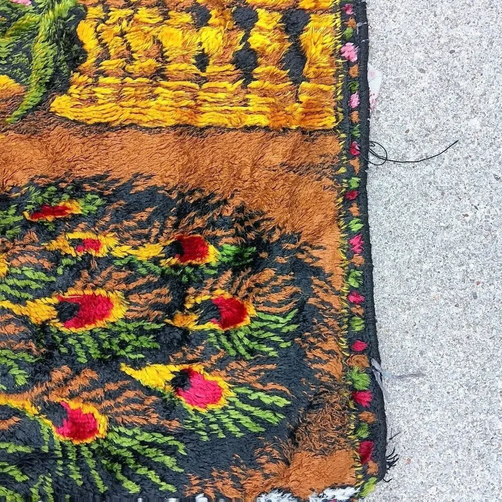 Lebanese Peacock Tapestry Wall Hanging Decor Bird Red Sky Lebanon Vintage